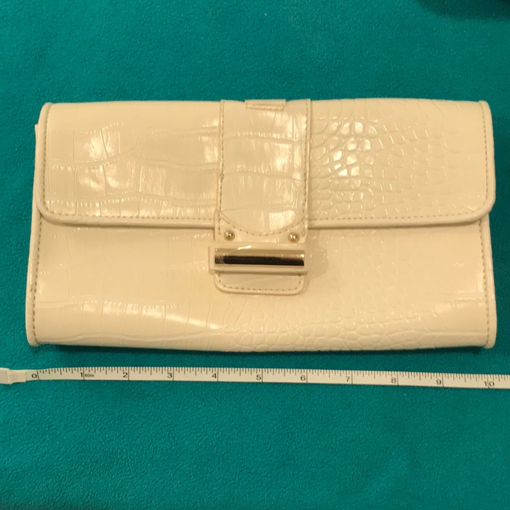 LOFT faux croc clutch